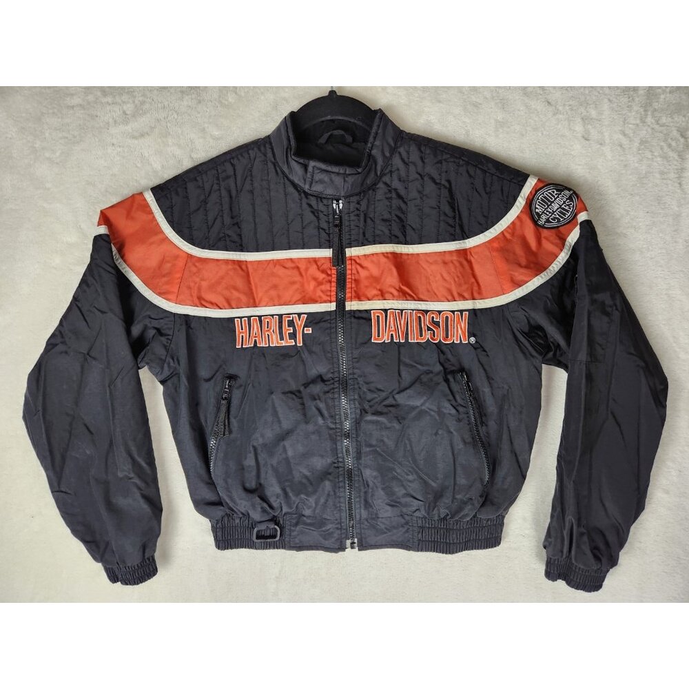 Vintage Harley Davidson Racing Kids Jacket XL USA Made Full Zip‎ Up 2004 Patch